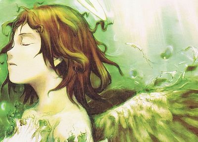 крылья, Haibane Renmei, закрытые глаза, аниме девушки - обои на рабочий стол
