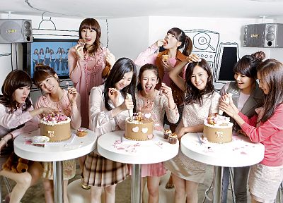девушки, Girls Generation SNSD (Сонёсидэ), кексы, знаменитости, торты, торт - обои на рабочий стол