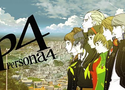 Персона серии, Persona 4, Hanamura Yosuke, Narukami Yuu, Сатонака Чи, Shirogane Наото, Amagi Юкико, Kujikawa Восстание, Тацуми кандзи - обои на рабочий стол