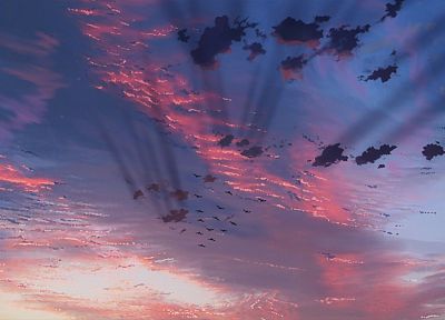 облака, Макото Синкай, произведение искусства, Место Обещали в наших ранних дней, небо - обои на рабочий стол