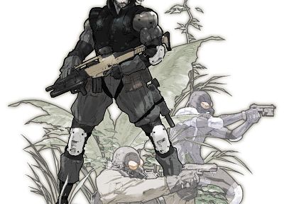 пистолеты, Metal Gear Solid, Солид Снейк, Raiden, фан-арт, белый фон, XM8 - случайные обои для рабочего стола