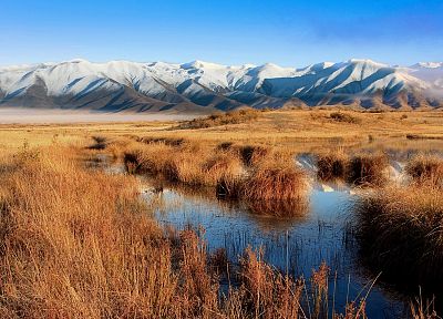 горы, пейзажи, природа, Новая Зеландия, болото - копия обоев рабочего стола