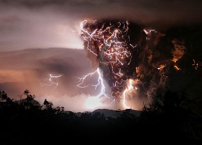 вулканы, молния - случайные обои для рабочего стола