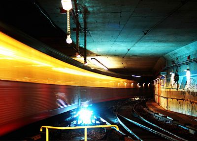 метро, тоннели, железнодорожные пути, длительной экспозиции - случайные обои для рабочего стола