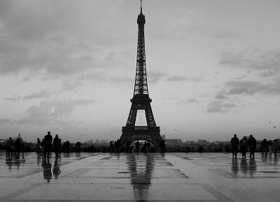 Эйфелева башня, Париж, монохромный - случайные обои для рабочего стола