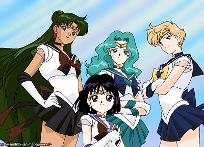Сейлор Уран, Сэйлор Нептун, Сейлор Плутон, аниме девушки, морская форма, Сейлор Сатурн, Bishoujo Senshi Sailor Moon - оригинальные обои рабочего стола