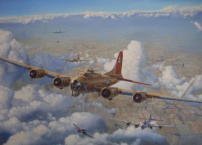 самолет, бомбардировщик, Вторая мировая война, произведение искусства, транспортные средства - обои на рабочий стол