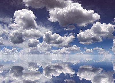вода, облака, зеркала, небо - оригинальные обои рабочего стола