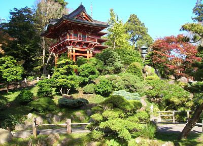природа, архитектура, японский, Японский чайный сад - оригинальные обои рабочего стола