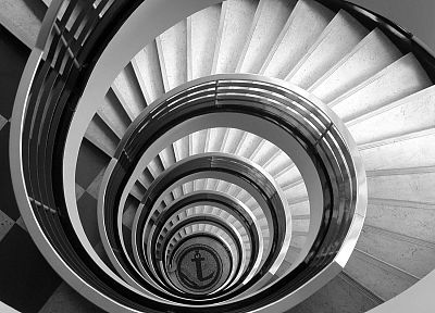 черно-белое изображение, архитектура, спираль, лестницы, монохромный - похожие обои для рабочего стола