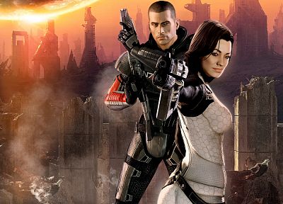 видеоигры, Mass Effect, Миранда Лоусон, BioWare, Масс Эффект 2, Командор Шепард - копия обоев рабочего стола