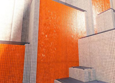 абстракции, оранжевый цвет, кубики - оригинальные обои рабочего стола