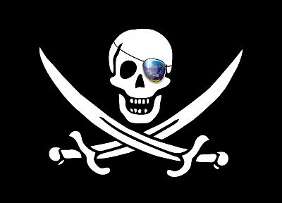 пиратский флаг, повязка на глазу - оригинальные обои рабочего стола