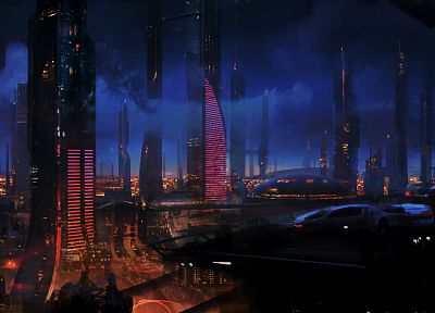 футуристический, Mass Effect, научная фантастика, город небоскребов - случайные обои для рабочего стола