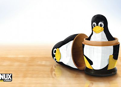 Linux, смокинг, пингвины - оригинальные обои рабочего стола