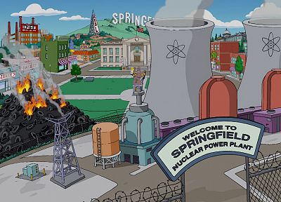 ядерный, Симпсоны, электростанции, Спрингфилд - оригинальные обои рабочего стола