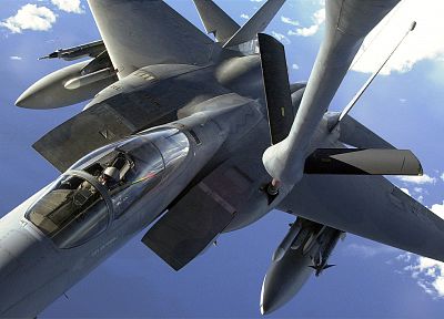 самолет, военный, транспортные средства, F-15 Eagle, заправка - обои на рабочий стол