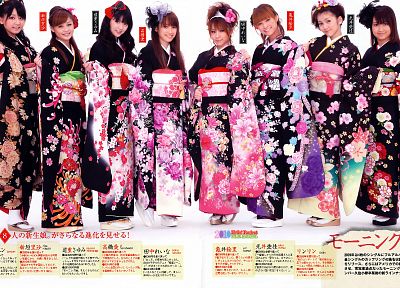 девушки, Япония, японский, кимоно, Азиаты/Азиатки, японская одежда, гэта, челка - обои на рабочий стол