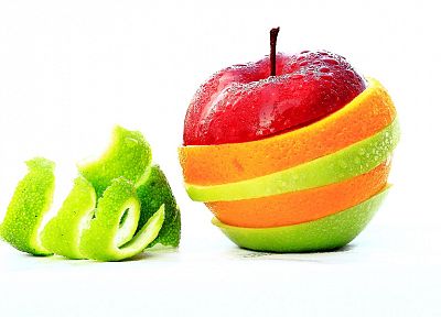 фрукты, еда, белый фон - обои на рабочий стол