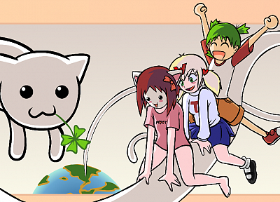 кошки, Longcat, Yotsuba, аниме, Yotsubato - случайные обои для рабочего стола