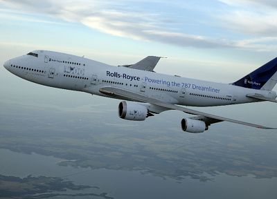 самолет, двигатели, Rolls Royce, Boeing 747 - оригинальные обои рабочего стола