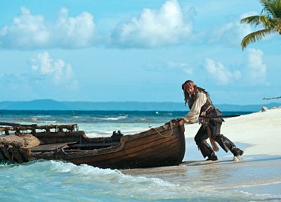 лодки, Пираты Карибского моря, Джек Воробей - обои на рабочий стол