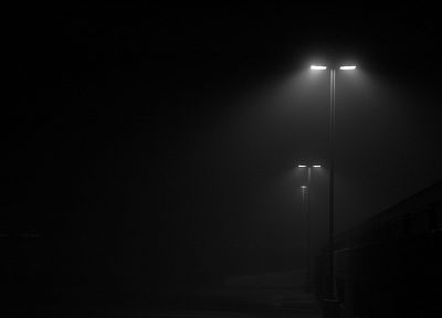 ночь, туман, уличные фонари - оригинальные обои рабочего стола