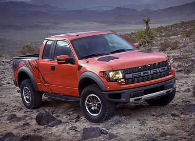 оранжевый цвет, пустыня, Форд, грузовики, транспортные средства, Ford F - 150 SVT Raptor, пикапы - копия обоев рабочего стола
