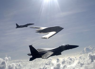 самолет, бомбардировщик, F-15 Eagle, B- 2 Spirit - копия обоев рабочего стола