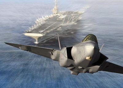 военный, компьютерная графика, снять, самолеты, авианосцы, F - 35 Lightning II - копия обоев рабочего стола