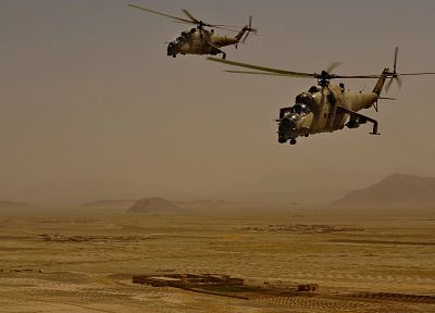 самолет, военный, вертолеты, Афганистан, мил, задние, транспортные средства, Ми- 24, патруль, пара - случайные обои для рабочего стола