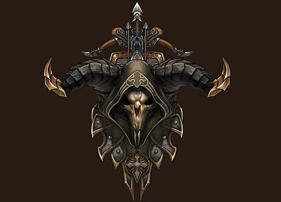черепа, рожки, Demon Hunter, Diablo III, арбалеты - случайные обои для рабочего стола