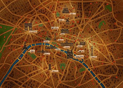 Париж, карты - оригинальные обои рабочего стола