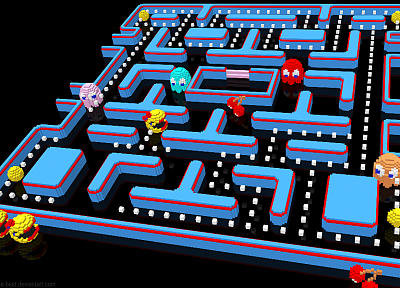 Pac-Man, воксели - копия обоев рабочего стола
