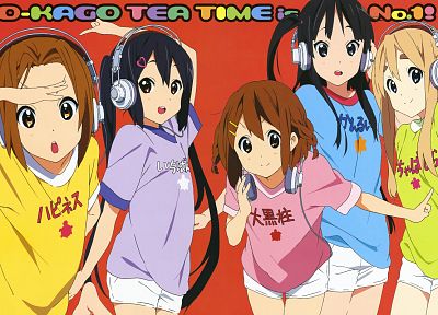 K-ON! (Кэйон!), Акияма Мио, Tainaka Ritsu, Kotobuki Tsumugi, Накано Азуса, Хо - Kago Tea Time - копия обоев рабочего стола