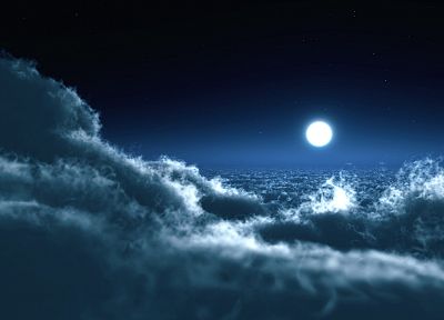 облака, Луна - оригинальные обои рабочего стола