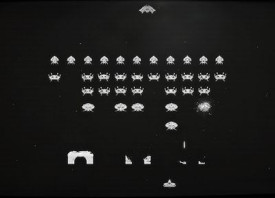 черный цвет, белый, классический, Space Invaders, Чужой, белые перчатки, игры - оригинальные обои рабочего стола