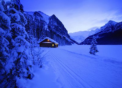 синий, горы, снег, холодно, рождество, жуткий, мороз, кабина - случайные обои для рабочего стола