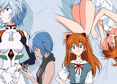 Ayanami Rei, Neon Genesis Evangelion (Евангелион), Аска Лэнгли Сорю - копия обоев рабочего стола
