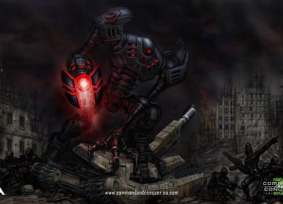 робот, Аватар, Команду и победить, GDI, механизм, танки, Tiberium, кивок, города, лазеры - случайные обои для рабочего стола