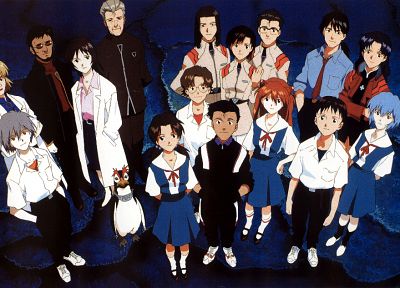 школьная форма, Ayanami Rei, Neon Genesis Evangelion (Евангелион), Икари Синдзи, Каору Нагиса, Аска Лэнгли Сорю, Икари Гендо - похожие обои для рабочего стола