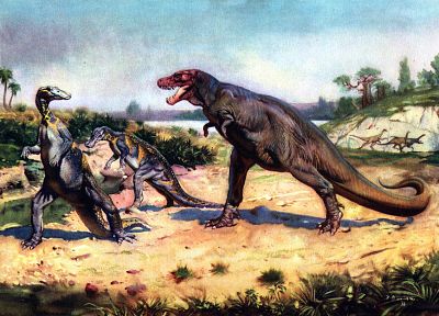 картины, Tyrannosaurus Rex, плотоядный, доисторический, Зденек Буриан - обои на рабочий стол