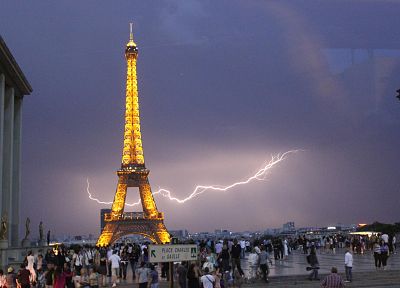 Эйфелева башня, Париж, города, Франция, молния - похожие обои для рабочего стола