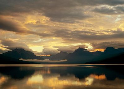 горы, облака, природа, McDonald Lake, Национальный парк Glacier - оригинальные обои рабочего стола