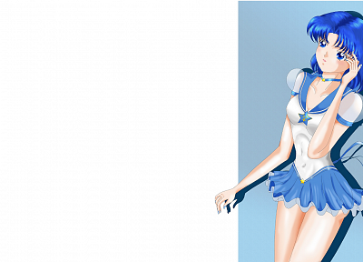 Сейлор Меркури, аниме, простой фон, морская форма, Bishoujo Senshi Sailor Moon - оригинальные обои рабочего стола