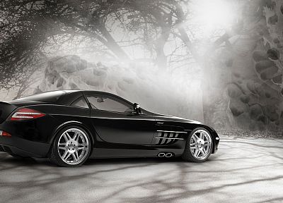 черный цвет, автомобили, транспортные средства, суперкары, Brabus, Mercedes - Benz SLR McLaren - копия обоев рабочего стола