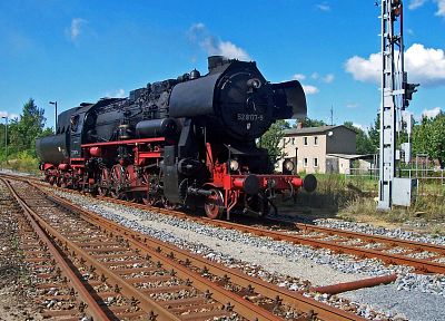 Германия, поезда, железнодорожные пути, паровой двигатель, транспортные средства, локомотивы, паровозы, BR52, 2-10-0 - обои на рабочий стол