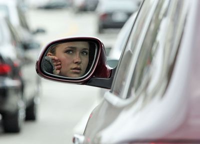 девушки, автомобили, Хайден Панеттьери, знаменитости, боковое зеркало автомобиля - обои на рабочий стол