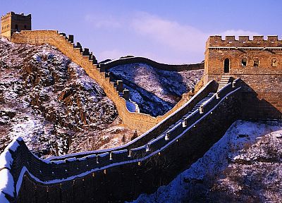 пейзажи, снег, Китай, стена - обои на рабочий стол