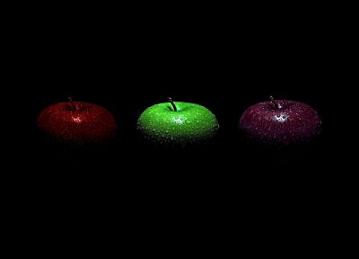 фрукты, влажный, яблоки, темный фон - обои на рабочий стол